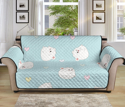 White cute hamsters heart pattern Sofa Cover Protector