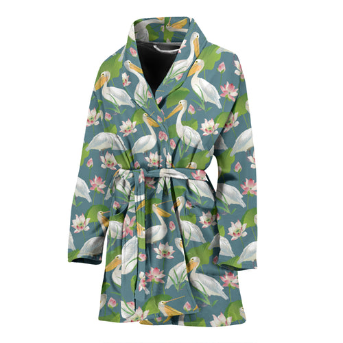 Pelican Pattern Print Design 04 Women's Bathrobe