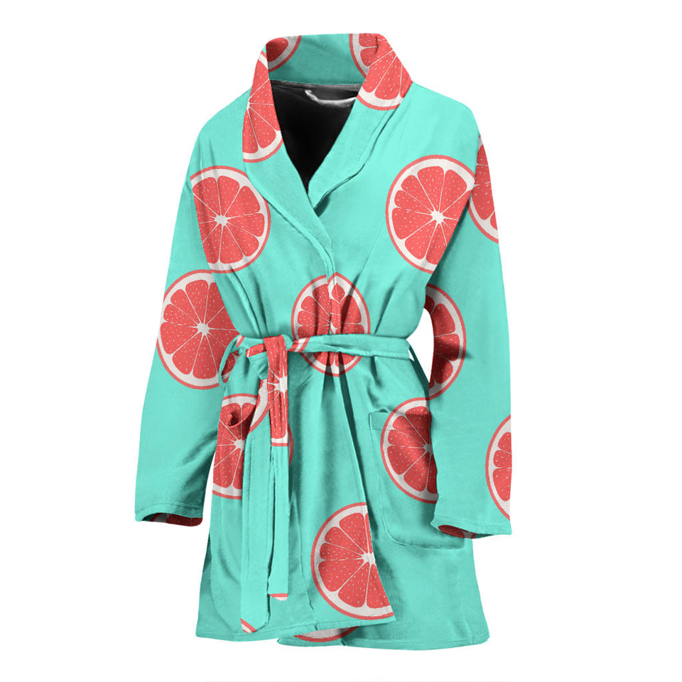 Grapefruit Green Background Women'S Bathrobe