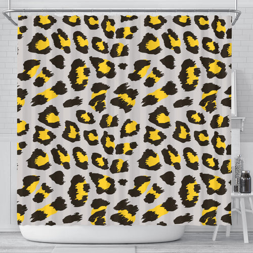 Gray Leopard Print Pattern Shower Curtain Fulfilled In US