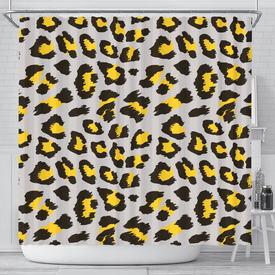 Gray Leopard Print Pattern Shower Curtain Fulfilled In US