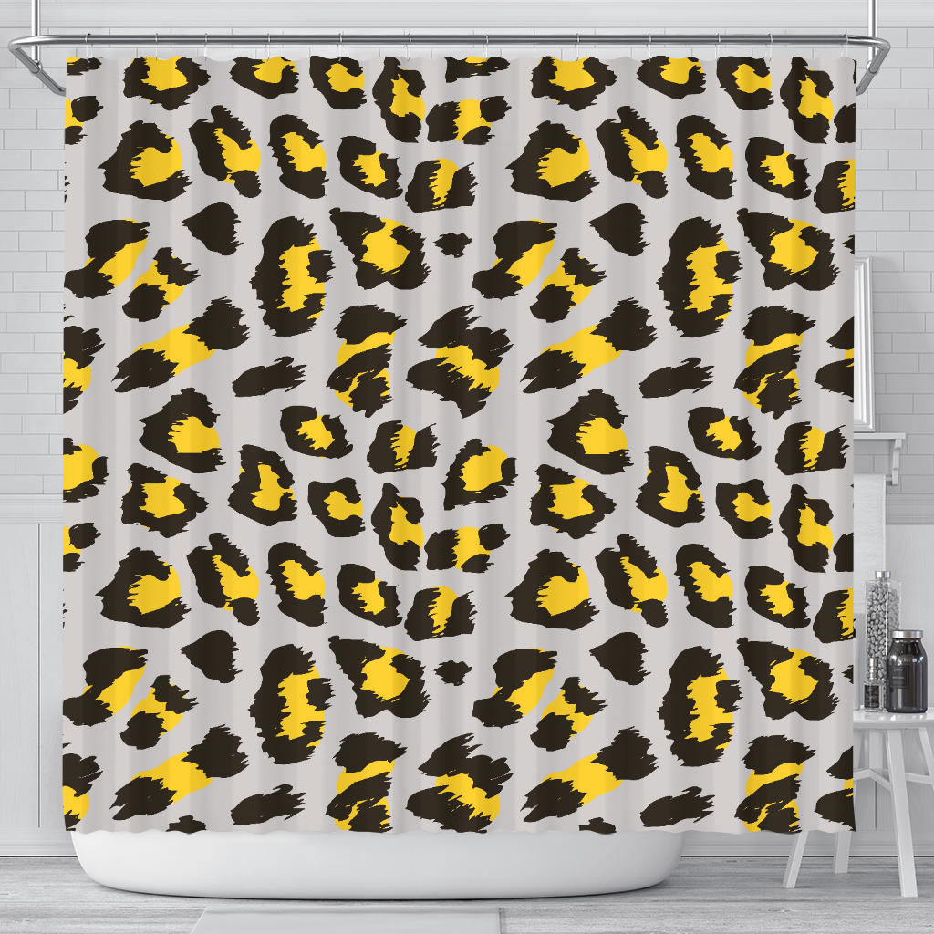 Gray Leopard Print Pattern Shower Curtain Fulfilled In US