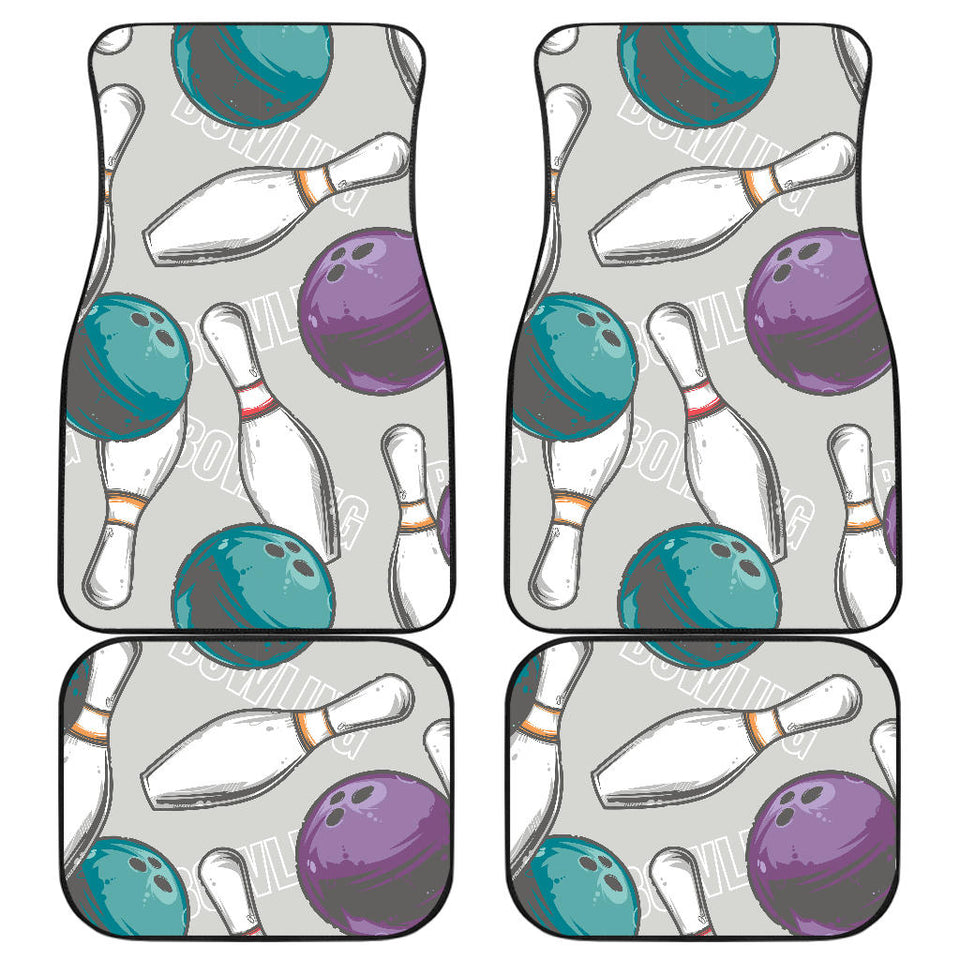Bowling Ball And Pin Gray Background Front And Back Car Mats