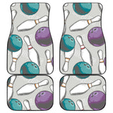 Bowling Ball And Pin Gray Background Front And Back Car Mats