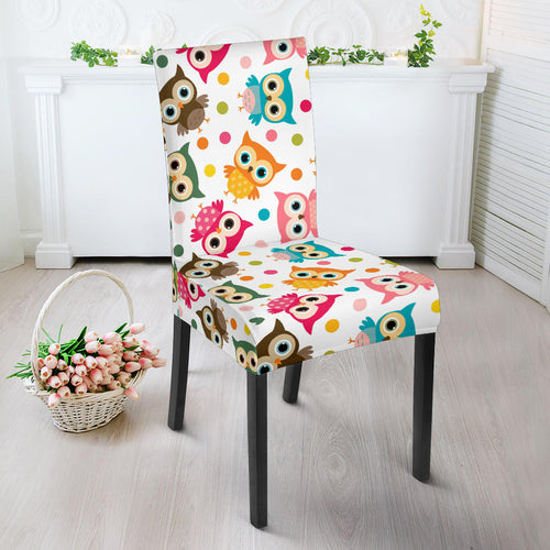 Color Cute Owl Pattern Dining Chair Slipcover