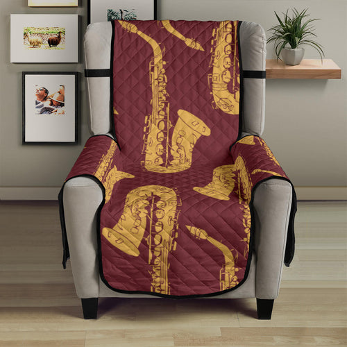 Hand drawn gold saxophone red background  Chair Cover Protector