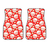 Cute Maneki Neko Lucky Cat Red Background Front Car Mats