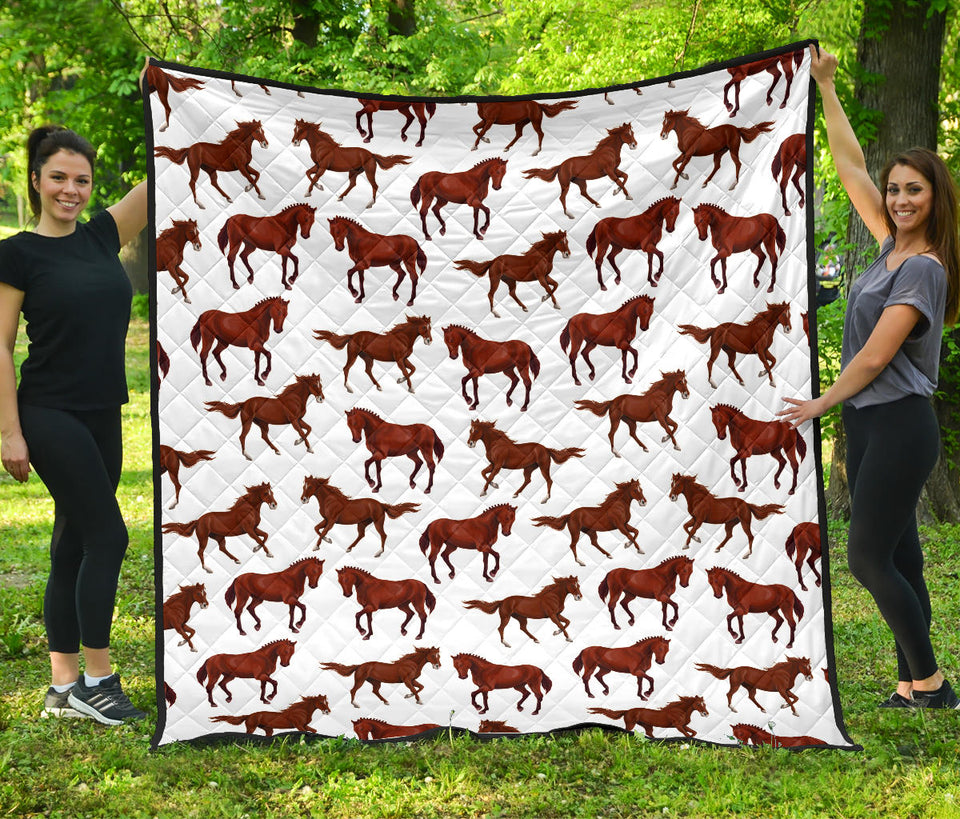 Horses Running Pattern Background Premium Quilt