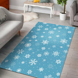 Snowflake Pattern Blue Background Area Rug