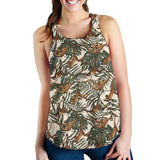 Monkey tropical leaves background Women Racerback Tank Top