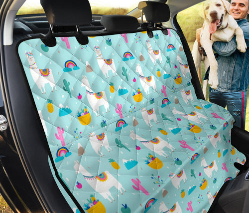 Llama Alpaca Cactus Leaves Pattern Dog Car Seat Covers