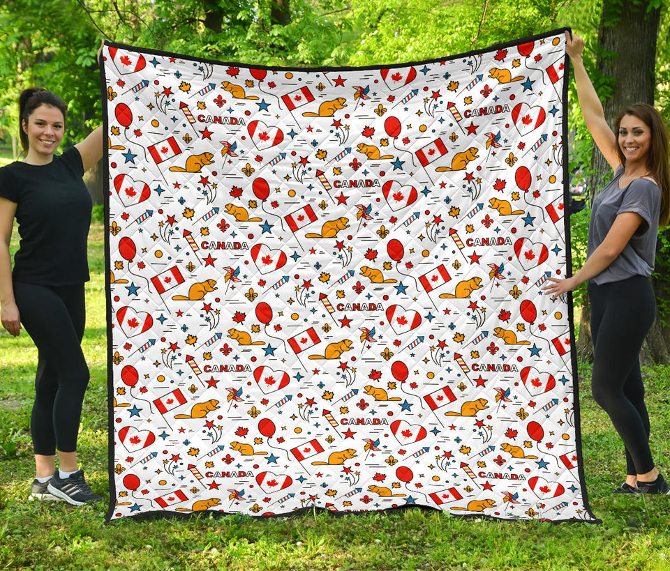 Canada Pattern Print Design 03 Premium Quilt