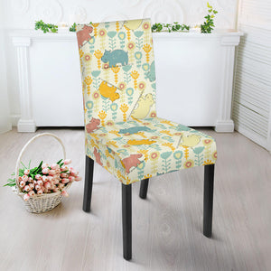 Hippopotamus Pattern Print Design 04 Dining Chair Slipcover