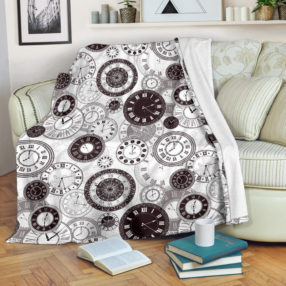 Classic Vintage Clock Pattern Premium Blanket