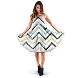 Zigzag  Chevron Paint Pattern Sleeveless Midi Dress