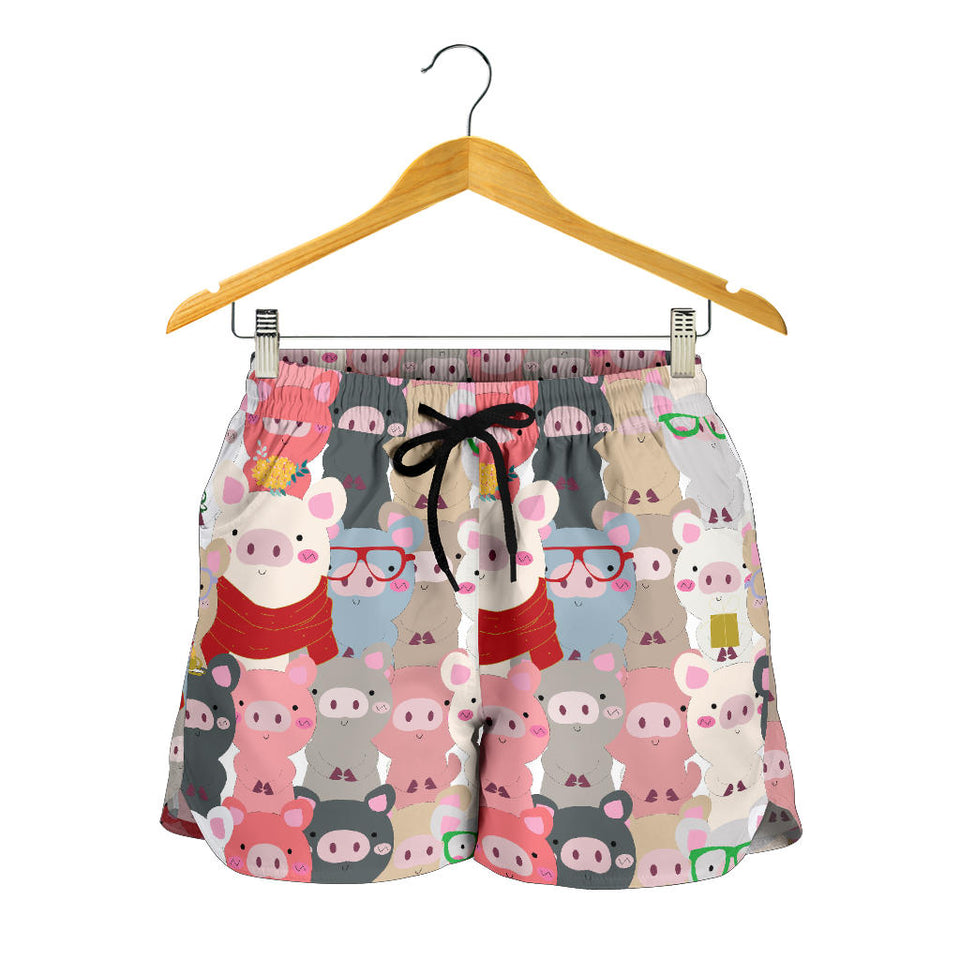 Pig Pattern Print Design 02 Women Shorts