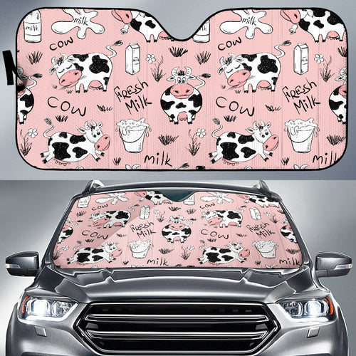 Cows Milk Product Pink Background Car Sun Shade