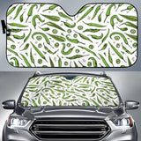 Hand Drawn Sketch Style Green Chili Peppers Pattern Car Sun Shade