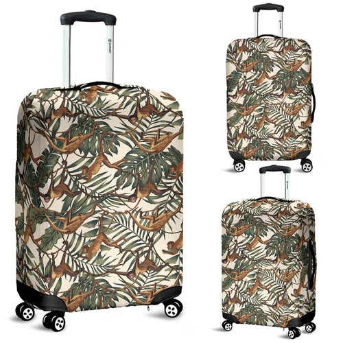 Monkey Tropical Leaves Background Luggage Covers