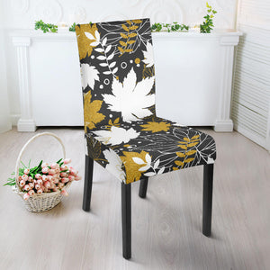 Beautiful Gold Autumn Maple Leaf Pattern Dining Chair Slipcover