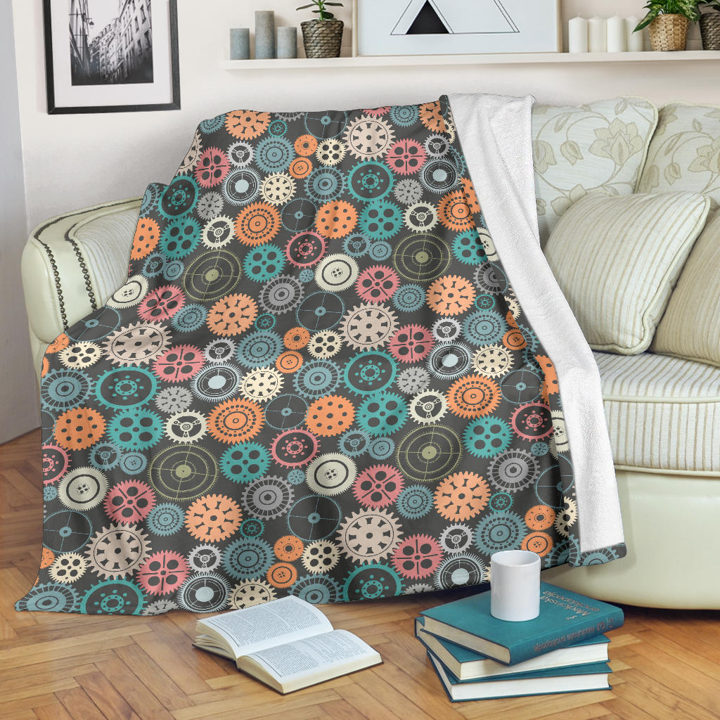 Gear Pattern Print Design 05 Premium Blanket