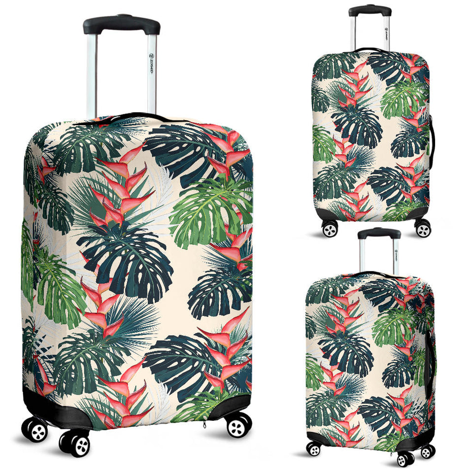 Heliconia Flowers, Palm And Monstera Leaves Luggage Covers
