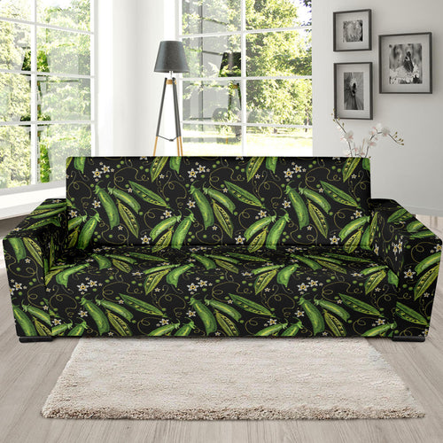 Green Peas Pattern Print Design 02 Sofa Slipcover