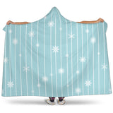 Snowflake Pattern Blue Stripe Background Hooded Blanket