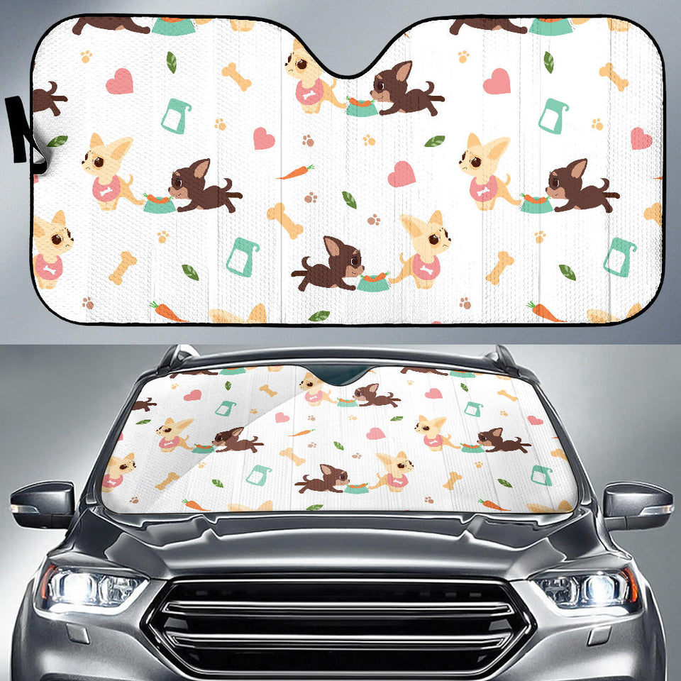 Cute Chihuahua Puppie Pattern Car Sun Shade