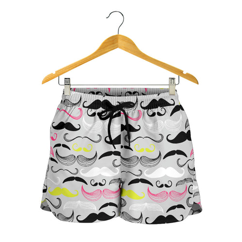 Mustache Beard Pattern Print Design 02 Women Shorts