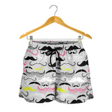 Mustache Beard Pattern Print Design 02 Women Shorts
