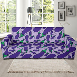 Eggplant Pattern Print Design 03 Sofa Slipcover