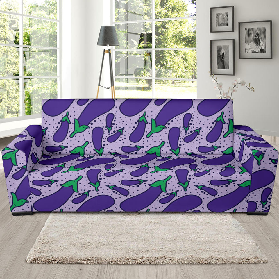 Eggplant Pattern Print Design 03 Sofa Slipcover