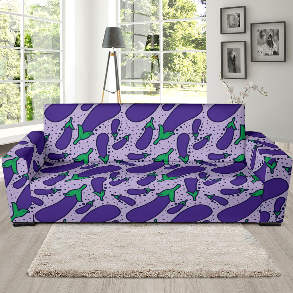 Eggplant Pattern Print Design 03 Sofa Slipcover