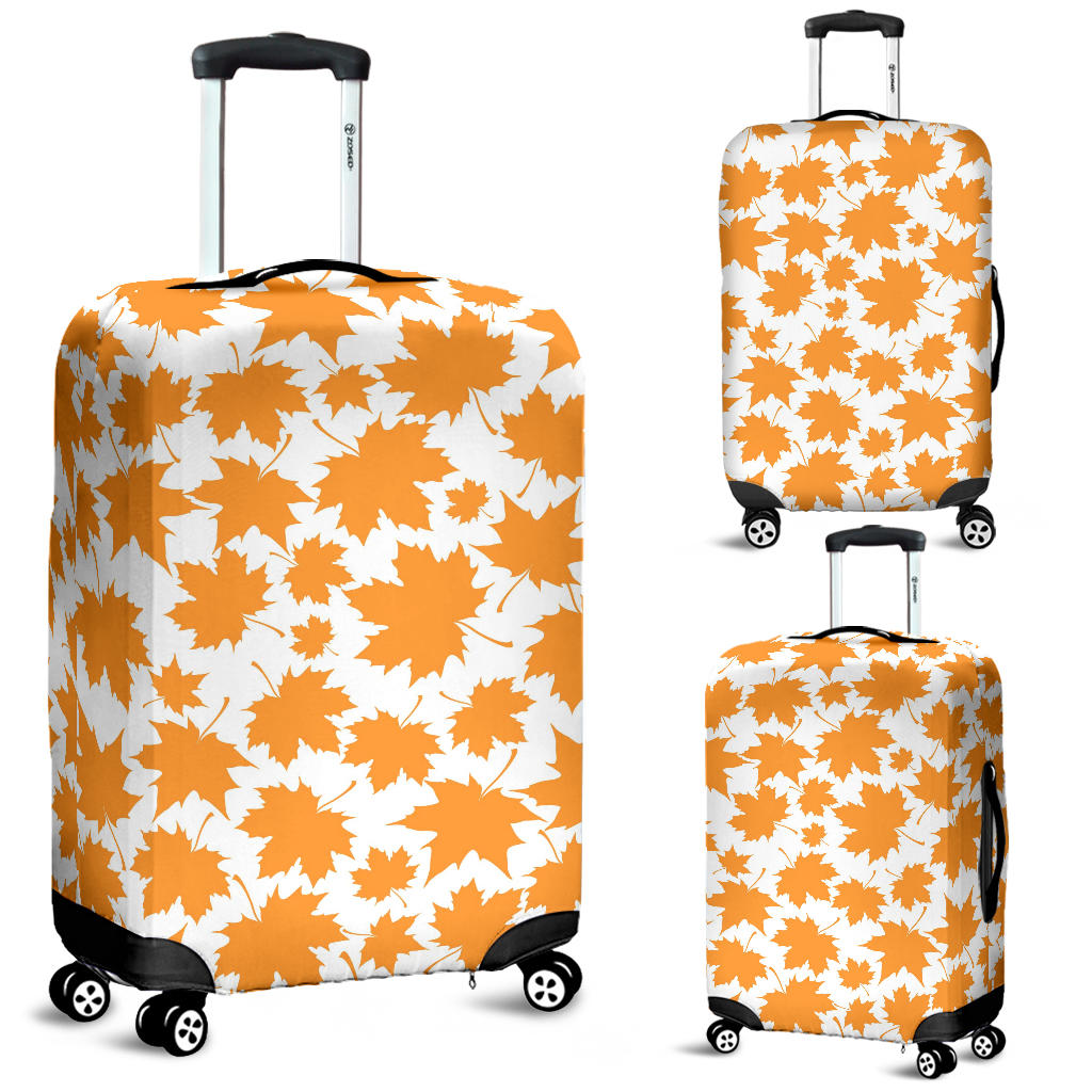 Orange Maple Leaf Pattern Luggage Covers