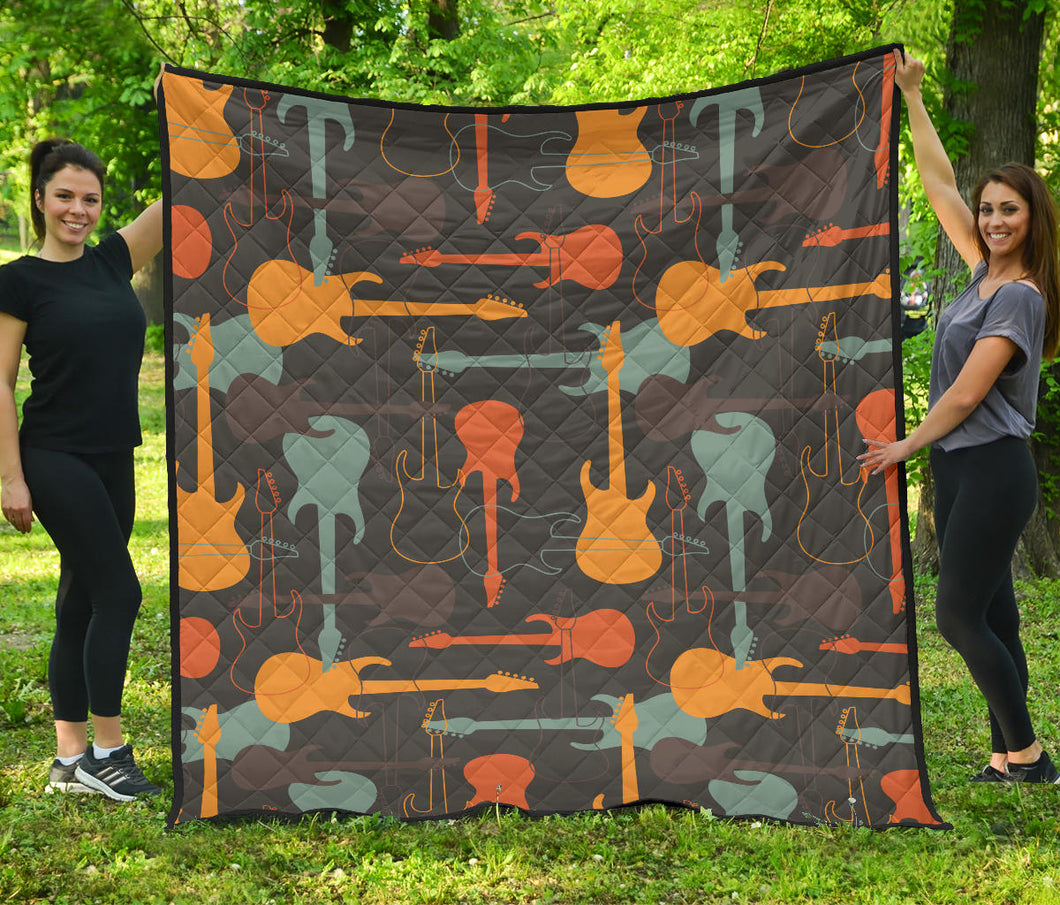 Electric Guitars Pattern Premium Quilt