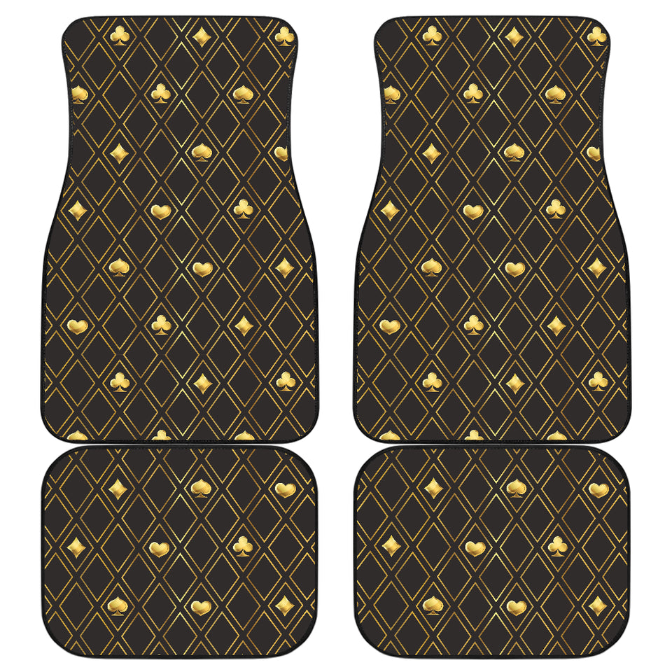 Casino Cards Suits Pattern Print Design 01 Front and Back Car Mats
