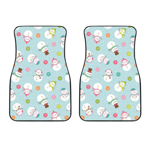 Cute Snowman Snowflake Pattern Front Car Mats