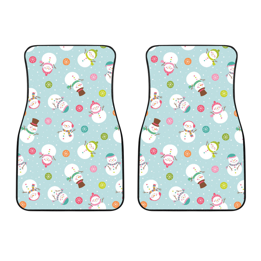 Cute Snowman Snowflake Pattern Front Car Mats
