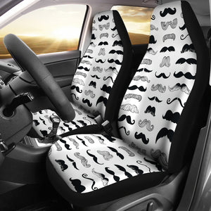 Mustache Beard Pattern Print Design 04 Universal Fit Car Seat Covers