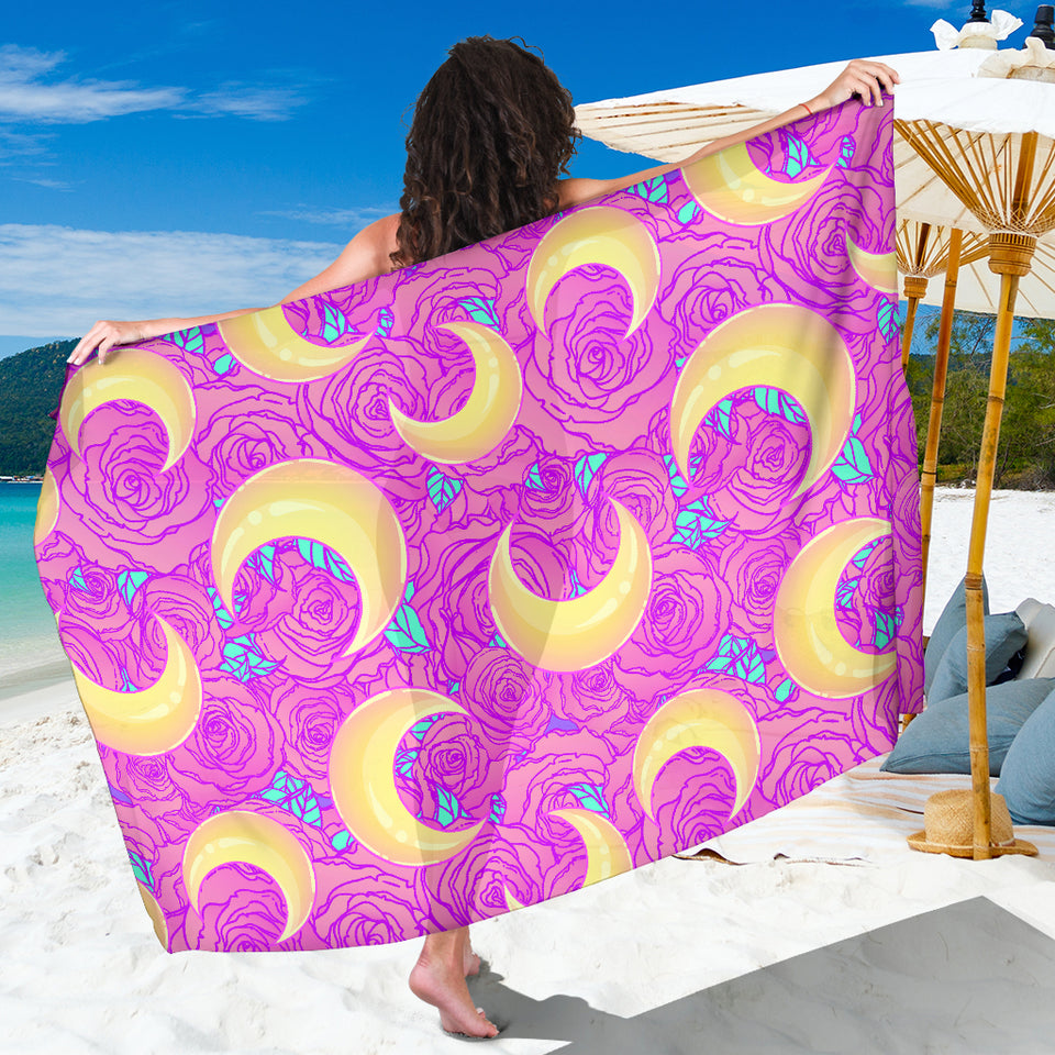 Moon Pink Rose Background Sarong