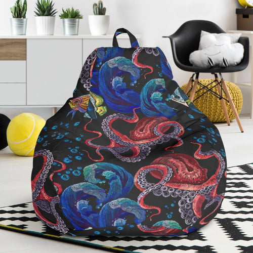 Octopus Sea Wave Tropical Fishe Pattern Bean Bag Cover