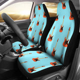 Electric Guitar Pattern Light Blue Background Universal Fit Car Seat Covers