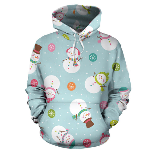 Cute Snowman Snowflake Pattern Men Women Pullover Hoodie
