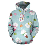 Cute Snowman Snowflake Pattern Men Women Pullover Hoodie