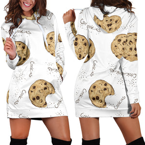 Sketch Style Cookie Pattern Women'S Hoodie Dress