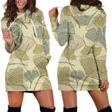 Ginkgo Leaves Design Pattern Women'S Hoodie Dress