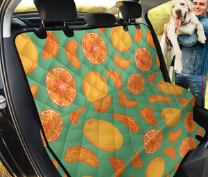 Orange Fruit Pattern Green Background Dog Car Seat Covers