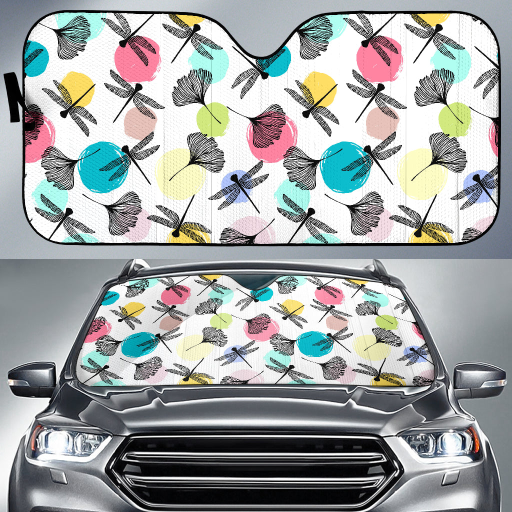 Dragonflies Ginkgo Leaves Pattern Car Sun Shade