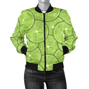 Slices Of Lime Pattern Women'S Bomber Jacket